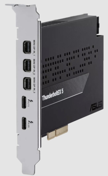 Asus представила карту расширения ThunderboltEX 5 — PCIe 4.0 x4 превращается в два Thunderbolt 5 и трио mini-DP