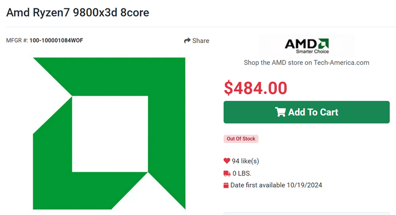 Ryzen 7 9800X3D приближается — процессор начал появляться в ассортименте магазинов